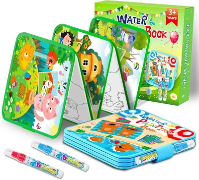 Immagine prodotto di 2 confezioni di libri da colorare riutilizzabili con acqua, per bambini piccoli di 1-3 anni