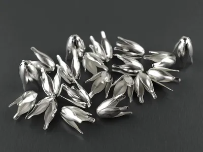 Produktbild von Vintageparts Perlkappen Tulpenform silberfarben 13 mm, 20 Stück