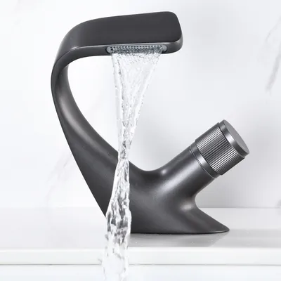 Produktbild von Wasserfall Wasserhahn Becken Wasserhahn Badezimmer Wasserhahn, Grau