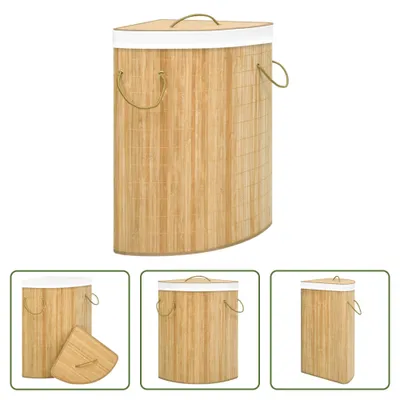Zdjęcie produktu dla The Living Store Bambusowy narożny kosz na pranie 60 L