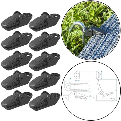 Produktbild von 10x Zeltteppichclips Planen-Klammer Planenspanner Abdeckplane Vorzelt Clips Zelt