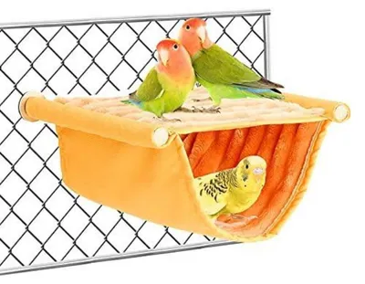 Produktbild von Vogel Hängematte Etagenbett, Vogelnest Schlafplatz für Wellensittich Nymphensittich Finken Hamster Rennmaus, Orange