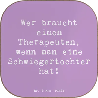 Produktbild von Mr. & Mrs. Panda Untersetzer für Gläser Spruch Schwiegertochter Humor - Lavendeltraum - Geschenk, Verwandte, Konflikte, gläseruntersetzer, lustiger, Glas, Schwiegereltern