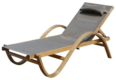 Produktbild von ALEOS. Sonnenliege Gartenliege Holzliege Paraiso aus Holz Lärche mit Kopfpolster bronze braun