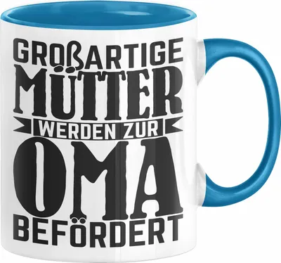 Produktbild von Oma Geschenk Tasse Beste Oma Geschenkidee Geburtstag Muttertag Großartige Mütter Werden Zur Oma Befördert (Blau)