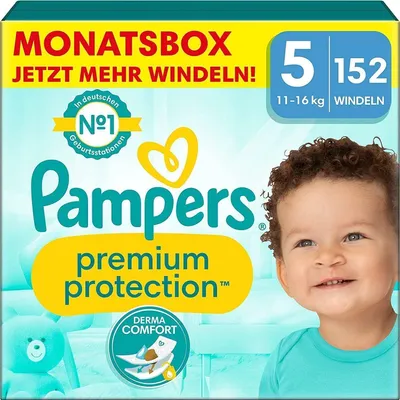 Obrázok produktu pre Pampers® 8006540705643 mesačné plienky premium protection™ veľkosť 5 (11-16 kg) pre dojčatá a batoľatá (4-18 mesiacov), 152 ks.