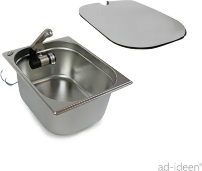 Obrázok produktu pre Nerezové umývadlo pre karavany 325x265x150 + batéria + kryt