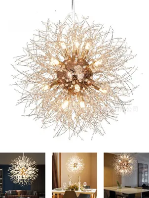 Produktbild von Hängeleuchte Löwenzahn-Kronleuchter,Höhenverstellbar,40 cm,G9,Keine Lichtquelle, Gold