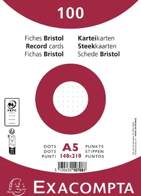 Produktbild von Exacompta 100 Karteikarten Dots in Folie 148x210 mm PEFC- Weiß