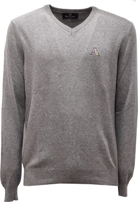 Produktbild von 5406AF maglione uomo AQUASCUTUM grey wool blend v-neck sweater man