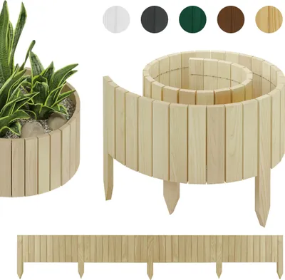 Immagine prodotto di be4nature Rollborder 200 x 20 cm Beige Recinzione da giardino non impregnata in legno di pino Bordo del letto Recinto in rotolo Bordo del letto Recinto decorativo in legno