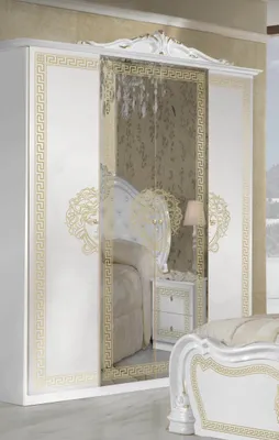 Produktbild von Kleiderschrank Vilma Medusa in Weiß Gold Barock Design