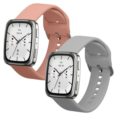 Produktbild von kwmobile 2x Uhrenarmband für Garmin 20mm Amazfit Active 2 Square / Amazfit Active 2 Armband - Fitnesstracker Band Set aus TPU Silikon - Ersatzarmband