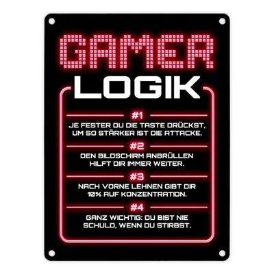 Produktbild von Gamer Logik Metallschild in 15x20 cm in rot
