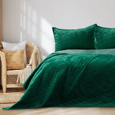 Zdjęcie produktu dla Narzuta na łóżko LAILA Velvetowa 240x260 butelkowa zieleń