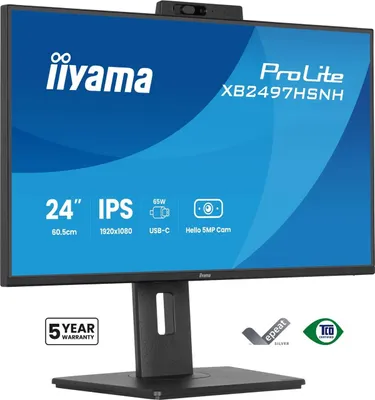 Produktbild von IIYAMA TFT XB2497HSNH 60.5cm IPS 23.8''/1920x1080/DP/HDMI/USB-C/Webcam