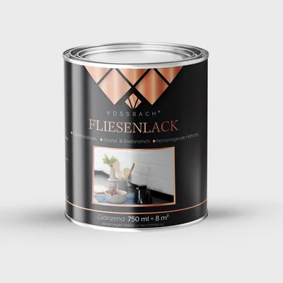 Produktbild von VOSSBACH Premium Fliesenlack 750 ml Dose Weiß Glänzend Fliesenfarbe Decke Wand Fliesen Farbe Lack