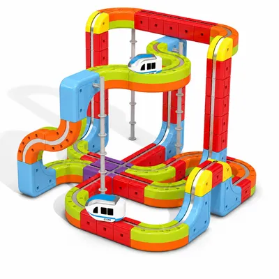 Productafbeelding van DreamGoods Cube Track - Elektrische Treinbaan - 88-Delig - Educatief Speelgoed - Montessori Speelgoed - Peuter speelgoed - Jongens & Meisjes - 3 jaar