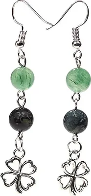 Produktbild von Ohrringe Kambaba/grüner Aventurin + Kleeblatt -- 8 mm online bestellen