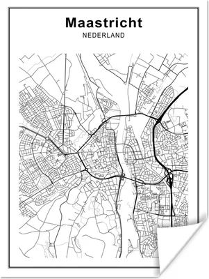 Produktbild von MuchoWow® Poster Stadtplan - Schwarz und weiß - Maastricht 120x160 cm - Wandbilder