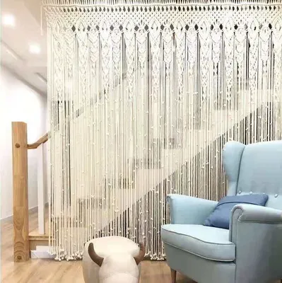 Produktbild von Makramee Wandbehang Türvorhang Vorhang Tür Fenster Vorhang Hochzeit Hintergrund Tapisserie Wandteppich, 85*200cm