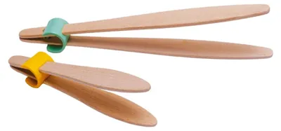 2 Küchenzangen aus Buchenholz, 18 cm und 28 cm