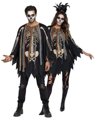Produktbild von Voodoo Skelett Poncho Umhang – Kostüm für Halloween, Fasching, Karneval & Mottoparty