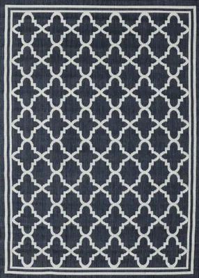 Produktbild von Teppich In- und Outdoor Flachgewebe Terrasse Balkon Wetterfest Wintergarten Robust Marokkanisch geprägtes Design, Farbe:Hellblau, Maße:120x160 cm