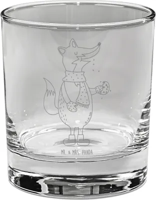 Produktbild von Mr. & Mrs. Panda Glas Fuchs Keks - Transparent - Geschenk, gravur, glücklich, Plätzchen, Frieren, Weihnachten, Weihnachtlich, Tumbler, Trinkglas, Gin, Winter