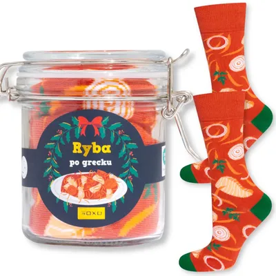 Produktbild von SOXO Ryba po grecku Socken im Glas Herren Geschenk