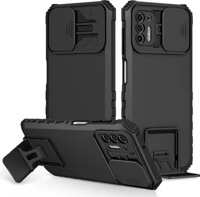 Produktbild von Moto G Stylus 2021 Hülle, Dual Layer Ständer Schutzhülle mit Schiebe Kamera Schutz für Motorola Moto G Stylus 2021 Schwarz