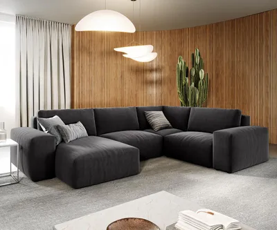 Produktbild von DELIFE Wohnlandschaft Lanzo 300x210 cm Mikrofaser Schwarz Recamiere variabel