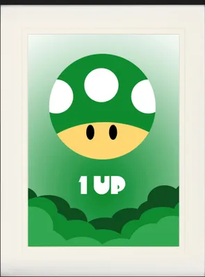 Produktbild von Gaming Gerahmtes Bild Mit Edlem Passepartout | Wand-Bilder | Im Bilderrahmen - One Up Icon (80 x 60 cm)
