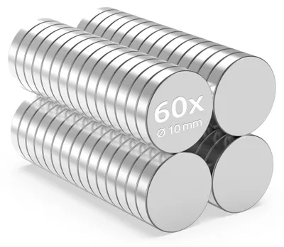 Produktbild von ECENCE Neodym Magnete 60 Stk. - Runde Supermagnete - Extrem Stark