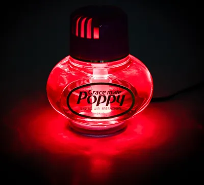Produktbild von Original Poppy Lufterfrischer mit roter LED Beleuchtung 24 Volt, Duft Inhalt 150 ml, Duft Lavendel