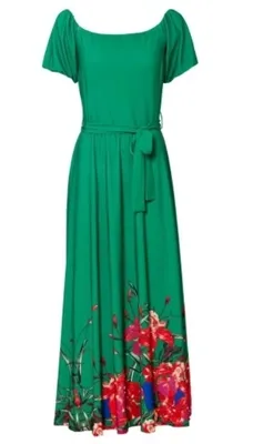 Produktbild von Kleid mit Carmen-Ausschnitt, grün, Bonprix, Größe. 36/38