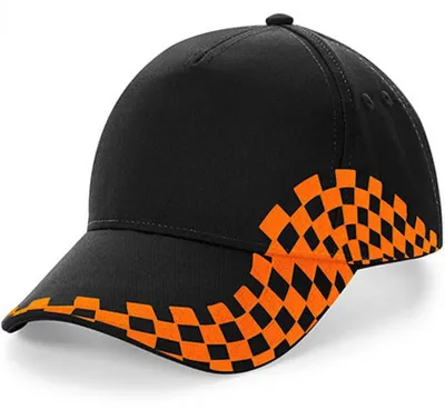 Produktbild von Beechfield B159 | Grand Prix Cap / Kappe / Mütze / Hut - Farbe: Black/Orange - Größe: One Size