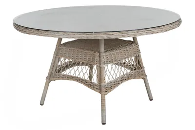 Produktbild von Brafab Kamomill Gartenesstisch Geflecht/Glas Beige Ø130x73 cm