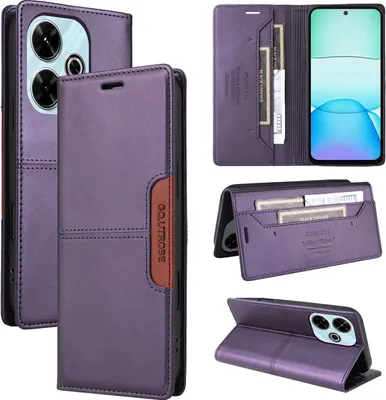 Immagine prodotto di Custodia per Xiaomi Redmi 13 4G, custodia in pelle flip wallet con slot per carte e supporto Viola