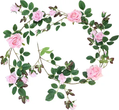 Produktbild von Rosengirlande Künstliche Flanellrosen 19 Rosenknöpfe Romantische Dekoration Hochzeit Party Wohnnzimm Fenster Deko echt Aussehen in weiß rosa rot