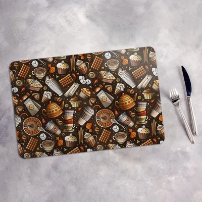Produktbild von Tischset 6x45x30 cm + 6x10fi cm Platzset Tischmatte Platzmatte Untersetzer - Kaffee Cafe Tee
