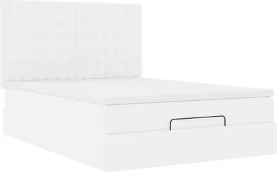 Produktbild von Ottoman-Bett mit Matratze Weiß 140x200 cm Kunstleder