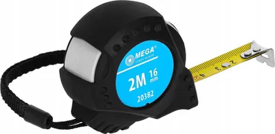 Image de Mètre à ruban rétractable de 2 m, ruban de 16 mm, fonction d'arrêt, avec boîtier en caoutchouc, 1 pièce