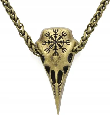 Immagine prodotto di Collana con teschio KRUKA simbolo ODYN Celtico 127