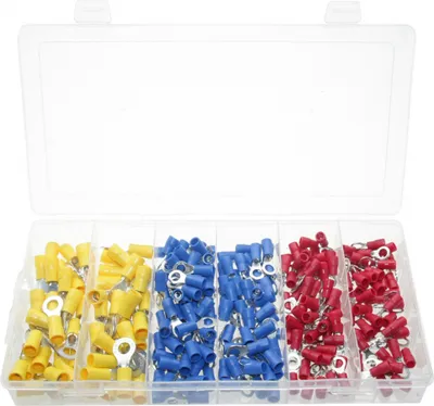 Produktbild von 250 x Kabelschuhe-Sortiment RINGFORM isoliert ROT BLAU GELB 4.0-6.0 mm² M5 M6