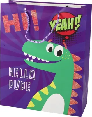 Immagine prodotto di Sacchetto regalo in carta dinosauro viola 41,5 cm X 30 cm X 12 cm