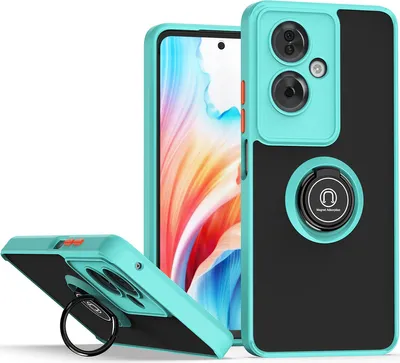 Image de Etui pour Oppo A79 5G étui en TPU translucide mat avec support d'anneau et stand Bleu