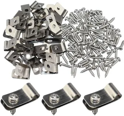 Produktbild von Zaundrahtklemmen Kabelschellen Metall Zaunklammern Edelstahl Drahtklammern Landwirtschaft Zaun Befestigungsklammern mit Schrauben für Holzzaun Gartenzaun (50 Stück)