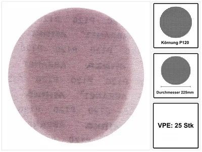 Produktbild von Mirka ABRANET Schleifscheiben Grip 225 mm P120 25 Stk. ( 5422302512 )