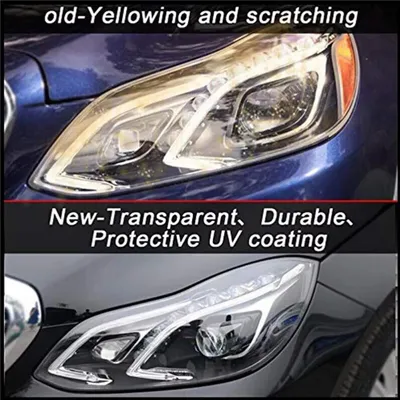 Image de Cache-lentilles de phares, matériau polycarbonate, couleur claire, convient à Mercedes-Benz Classe E W212 2014-2016, paire